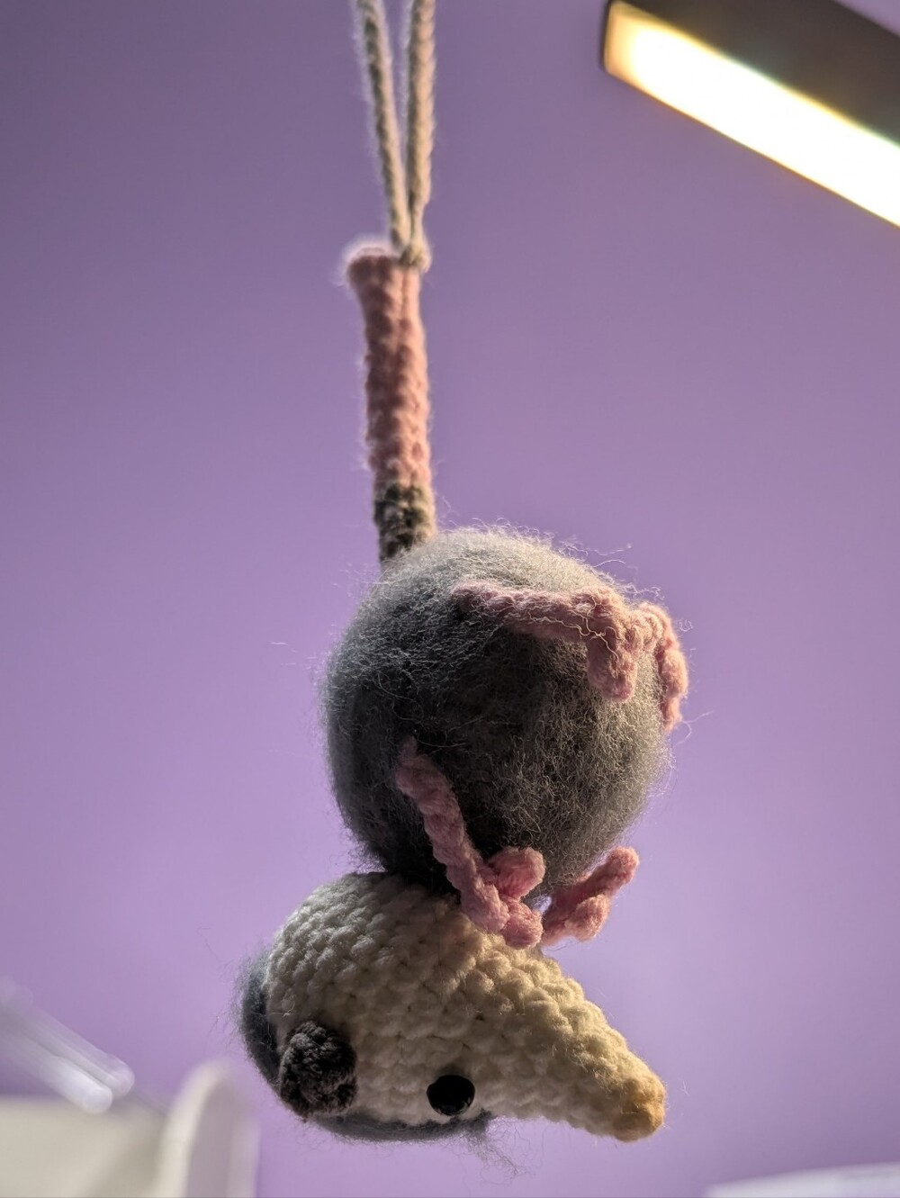 Cute Possum RearView Mirror Accessory Crochet Opossum Car Mirror Hanging Access